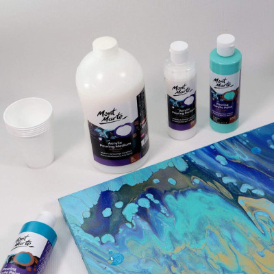 Bộ Màu Đổ Pouring Acrylic Mont Marte 4 màu x 60ml - 7 Chủ Đề Màu Khác Nhau