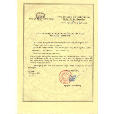 Glucosamin - Đại Uy  (Hộp 10 vỉ x 10 viên)