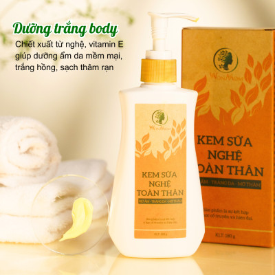 Bộ tắm body và dưỡng trắng toàn thân Wonmom ( 1 Kem sữa nghệ toàn thân + 1 Sữa tắm cho mẹ )