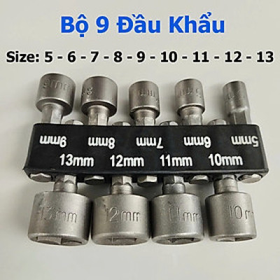Bộ dụng cụ 9 đầu Lục giác Bộ 9 đầu vặn khẩu cho khoan chuyên dụng chân lục giác