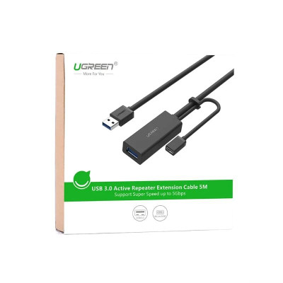 Ugreen UG20826US175TK 5M màu Đen Cáp tín hiệu nối dài USB 3.0 hỗ trợ nguồn MICRO USB - HÀNG CHÍNH HÃNG