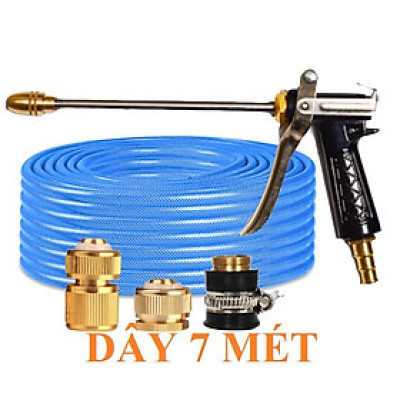 ️ Bộ dây vòi xịt nước rửa xe, tưới cây , tăng áp 3 lần, loại 7m, 10m 206318 đầu đồng, cút đồng,