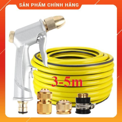 ️ Bộ dây vòi xịt nước rửa xe, tưới cây , tăng áp 3 lần, loại 3m, 5m 206701Xđầu đồng, cút đồng, d.vàng