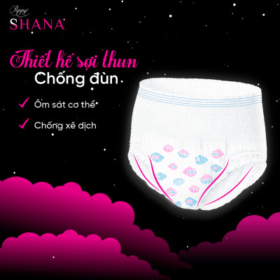 Băng Vệ Sinh Quần Peppy Shana Ngày Đêm Siêu Thấm, Freesize, Chống Tràn Tối Đa, Siêu Tiết Kiệm