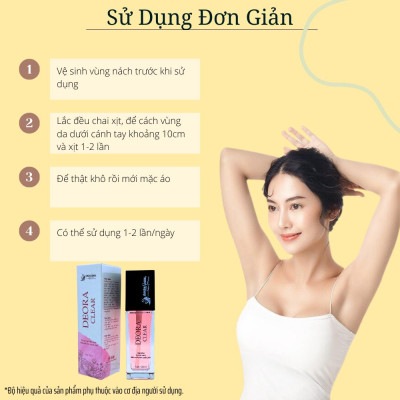 COMBO 5 Lọ Xịt Khử Mùi DEORA CLEAR Quyên Lara 50ml, Khử Mùi Hôi Nách, Ngăn Tiết Mồ Hôi
