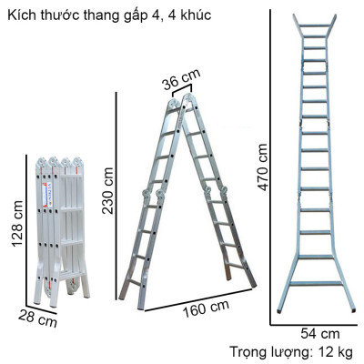 Thang nhôm gấp 4 khúc Nikita Nik44 chân thẳng