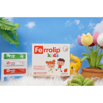 Sắt bột Ferrolip Kids Hộp 20gx1.5g bổ sung vitamin C, axit folic và vitamin B12 cho bé