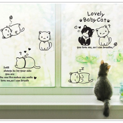 Decal dán tường mèo con dễ thương AmyShop DKN044 (110x125cm)