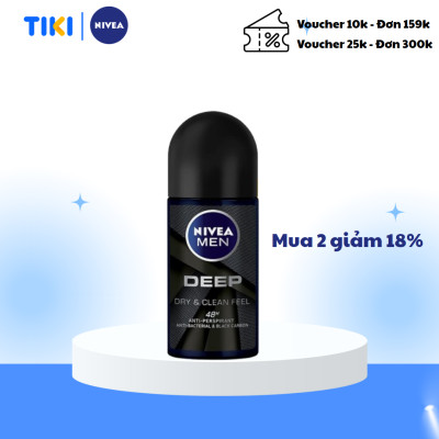 Lăn Ngăn Mùi NIVEA MEN Deep Than Hoạt Tính (50 ml) - 80031