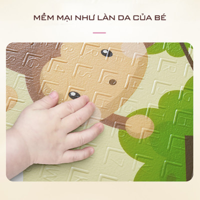 Nệm (thảm) chơi Nhà của Mẹ gấp gọn 2 mặt cho bé kích thước 180x200x1cm - họa tiết hình thú dễ thương giao ngẫu nhiên