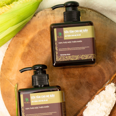 Bộ tắm thảo mộc và chống rạn Wonmom ( 1 Dầu chống rạn + 1 Sữa tắm cho mẹ )