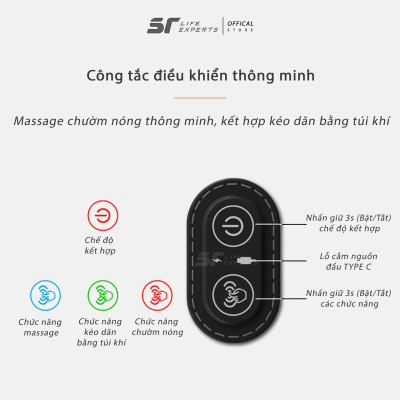 Gối Ngủ Túi Khí Kéo Dãn, Kê Đầu Massage Chườm Nóng Công Thái Học, Giảm Đau Mỏi Cổ Vai Gáy - Sairui