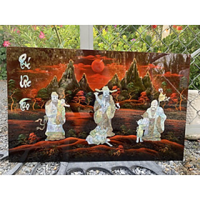  { SIÊU SALE } Tranh Sơn Mài - PHÚC LỘC THỌ | Khảm Cừ Cao Cấp | Size 50x80 cm