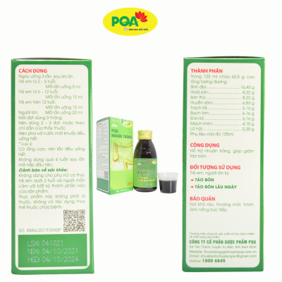 Nhuận Tràng PQA Thành Phần Từ Thiên Nhiên Hỗ Trợ Táo Bón, Bé Bị Táo Bón Lâu Ngày Hộp 125ml
