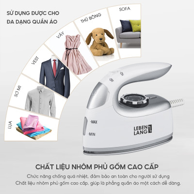 Bàn là hơi nước cầm tay mini Lebenlang LBL66673, bàn ủi hơi nước cầm tay công suất 1000W, bình chứa 90ml, nhỏ gọn và tiện lợi - hàng chính hãng
