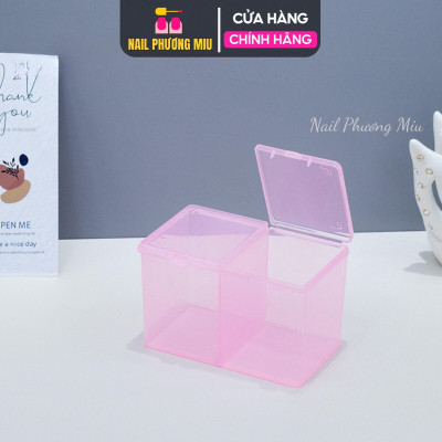 Hộp Đựng Giấy Lau Gel 2 Ngăn Bằng Nhựa Trong, Phụ Kiện Làm Nail Tiện Lợi 7.5x12x6.5cm, Thiết Kế Thông Minh Cho Tiệm Nail Gọn Gàng Chống Bụi
