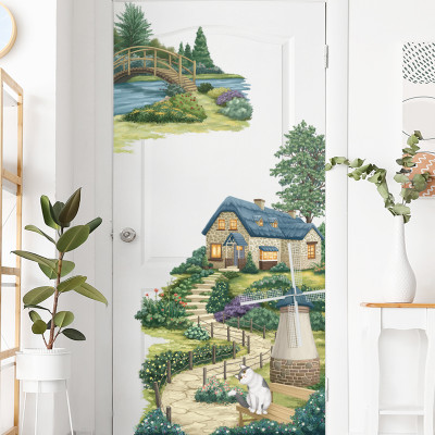 Sticker Giấy Dán Tường Decal Dán tường Tranh Dán Tường Trang Trí Tường Mẫu Phong Cảnh Làng Quê ZH-1015