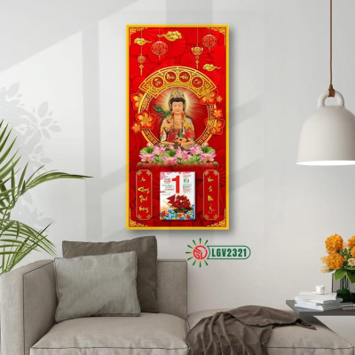 Lịch gỗ treo tường IMWI GIMIVINA LGV2321 hình ảnh Phật Quan Âm