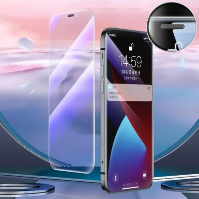 Kính cường lực không màu viền full tràn màn hình, có lưới lọc bụi lỗ loa, kính dán trong suốt toàn bộ cho iPhone - Hàng chính hãng