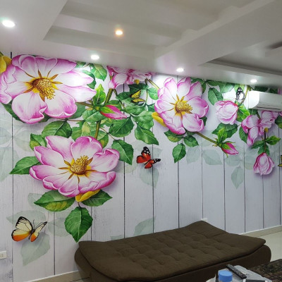 Tranh dán tường 3D phòng thờ/ Tranh GP/ Tích hợp keo sẵn