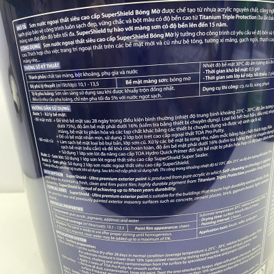Sơn nước siêu cao cấp Toa SuperShield ngoại thất màu vàng 7930 _4L