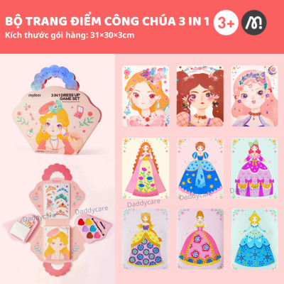 Đồ chơi cho bé gái trang điểm thiết kế thời trang công chúa Mideer 3 trong 1 Princess Fantasy Makeup