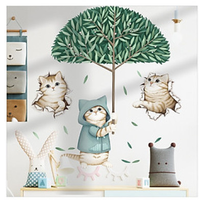 Sticker Giấy Dán Tường Decal Dán tường Tranh Dán Tường Trang Trí Tường Mẫu Những Chú Mèo Cute ZH101