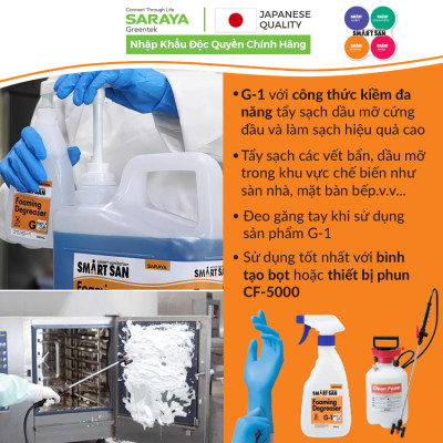 Dung dịch tẩy rửa dầu mỡ Saraya Smart San Foaming Degreaser G-1 - Can 5Kg
