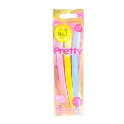Dao Cạo Lông Mày Cán Dài Kai Pretty 01628-GA0053 (Set 3 cây)