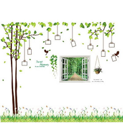 Decal dán tường Combo treo ảnh 7 và chân tường (210 x 300 cm )