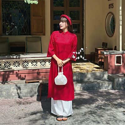 Áo dài cách tân nữ thích hợp đi chơi lễ tết kiểu truyền thống Kim Dung Miều Est.2013