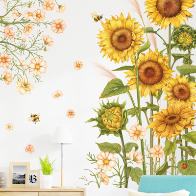 Sticker Giấy Dán Tường Decal Dán tường Tranh Dán Tường Trang Trí Tường Mẫu Cánh Đồng Hoa Mặt Trời ZDB-2103
