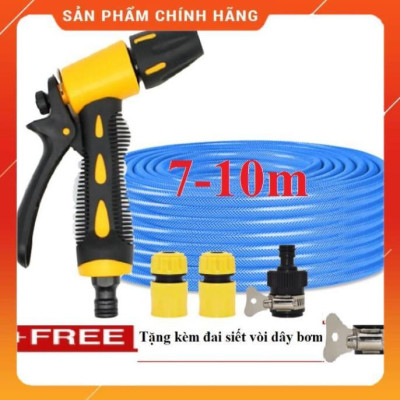️ Bộ dây vòi xịt nước rửa xe, tưới cây , tăng áp 3 lần, loại 7m, 10m 206319 cút sập,nối đen + đai