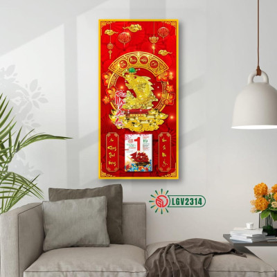 Lịch gỗ treo tường Kim Ngư Phú Quý IMWI LGV2314 - Lịch phong thủy