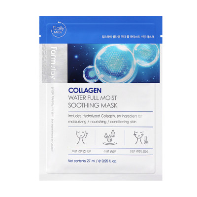 Mặt nạ collagen làm dịu, dưỡng ẩm Farmstay collagen water full moist soothing mask