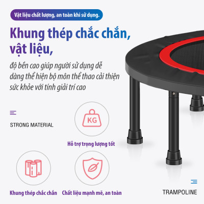 BG Sàn nhún,bạt nhún có thể gấp gọn cao cấp Trampoline size 1m-1,2m có thanh vịn dành cho mọi lứa tuổi