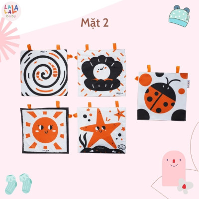 Bộ Đồ Chơi Thẻ Vải Lalala Baby 5 Chất Liệu Kích Thích Thị Giác Cho Trẻ Sơ Sinh