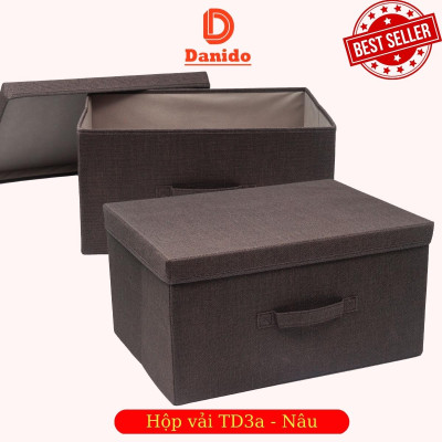 Hộp vải đựng đồ đa năng Bắc Âu có nắp rời và khoen inox sang trọng kích thước 45x23x33cm vải Oxford 600D chính hãng D Danido