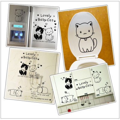 Decal dán tường mèo con dễ thương AmyShop DKN044 (110x125cm)