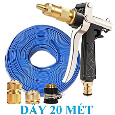 ️ Bộ dây vòi xịt nước rửa xe, tưới cây , tăng áp 3 lần, loại 20m 206236 đầu đồng,cút đồng+ đai .