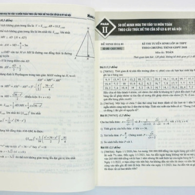 Sách - 50 Đề Minh Hoạ Thi Vào 10 Môn Toán (Theo Cấu Trúc Đề Thi Của Sở GD&ĐT Hà Nội)