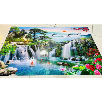 (ẢNH THẬT) Tranh dán tường 3d phong cảnh hữu tình 6 trang trí decor phòng khách