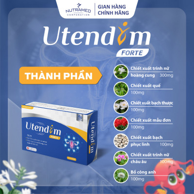  Viên uống Utendim Forte hỗ trợ u xơ tử cung, u xơ tuyến vú, rối loạn kinh nguyệt (30viên) - Nutramed