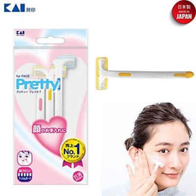 Set 03 chiếc dao cạo mặt Pretty, lưỡi bằng thép mạ 2 lớp Titanium sắc bén & bền bỉ - nội địa Nhật Bản