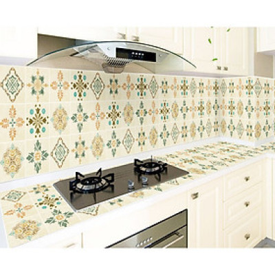 GIẤY DECAL BẾP HOA VĂN, DÁN TƯỜNG TRANG TRÍ, DÁN NHÀ BẾP (giao mầu ngẫu nhiên )