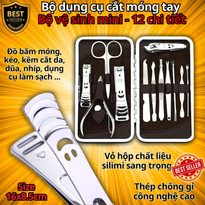 Bộ dụng cụ cắt móng tay 12 chi tiết làm bằng thép không gỉ cao cấp – Dụng cụ vệ sinh mini, tỉa lông mũi độc đáo D Danido