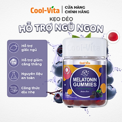 Kẹo Dẻo Melatonin Hỗ Trợ Giấc Ngủ Ngon Sleep Well Gummies & Hỗ Trợ Giảm Căng Thẳng Vị Việt Quất Kết Hợp Vitamin B6 Coolvita – (60 viên x 3g)/hộp