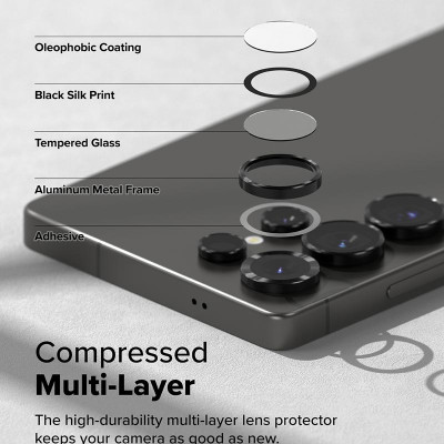 Bộ 2 dán camera cho Samsung Galaxy S25 Ultra RINGKE Lens Frame Glass - Hàng Chính Hãng