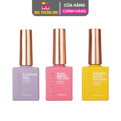 Combo 3 Chai Top Loang (Tím), Top Chà Tráng Gương, Top Lì Không Lem VENDEENI Cao Cấp Làm Nail 