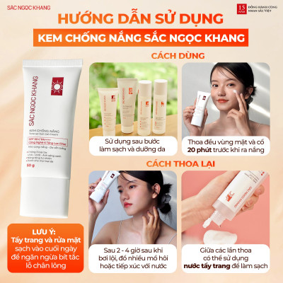 Combo Mờ Nám - Nâng Tông - Bảo Vệ Toàn Diện Kem chống nắng 50g + kem ngày 30ml + kem đêm 30g (Sắc Ngọc Khang Official)